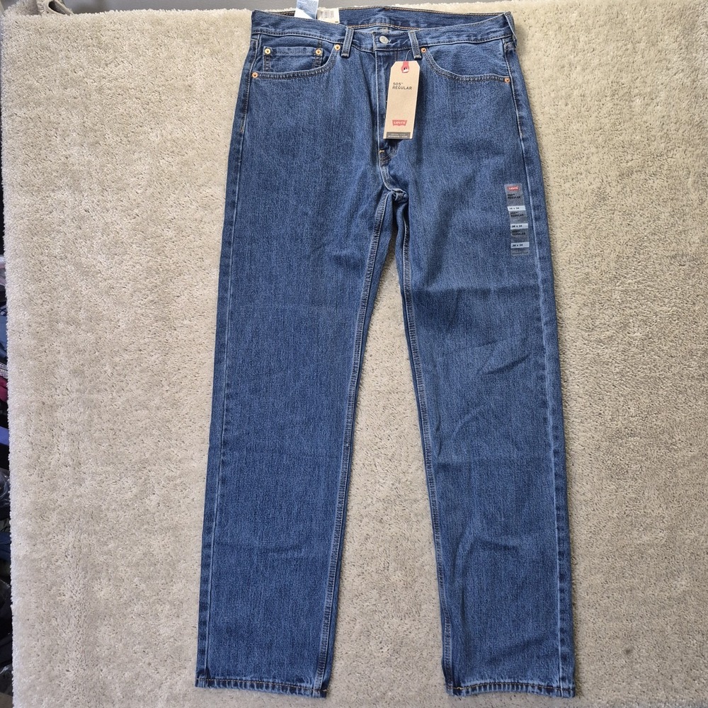 Levis 505 Jeans Mens 36/34 Classic Straight Blue USA Capsule Minimalist Casual - Picture 8 of 13
